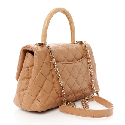 Chanel Caviar Quilted Lizard Embossed Mini Coco Handle Flap Brown 3 of 11