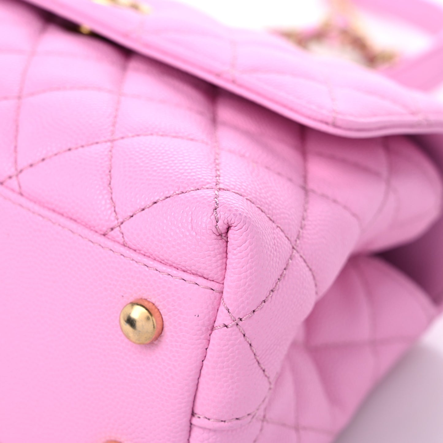 Caviar Quilted Mini Coco Chain Handle Flap Pink