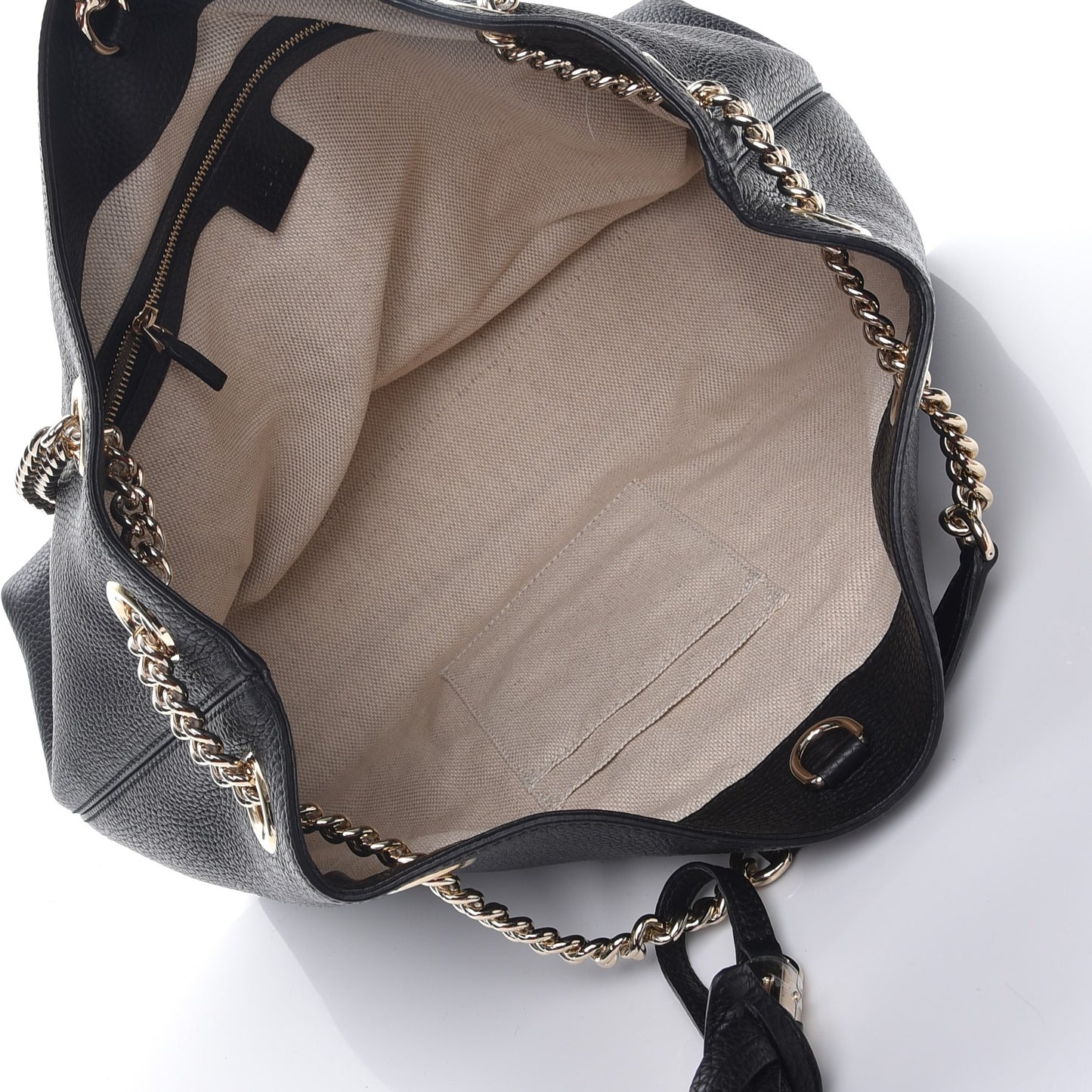 Pebbled Calfskin Medium Soho Chain Shoulder Bag Black