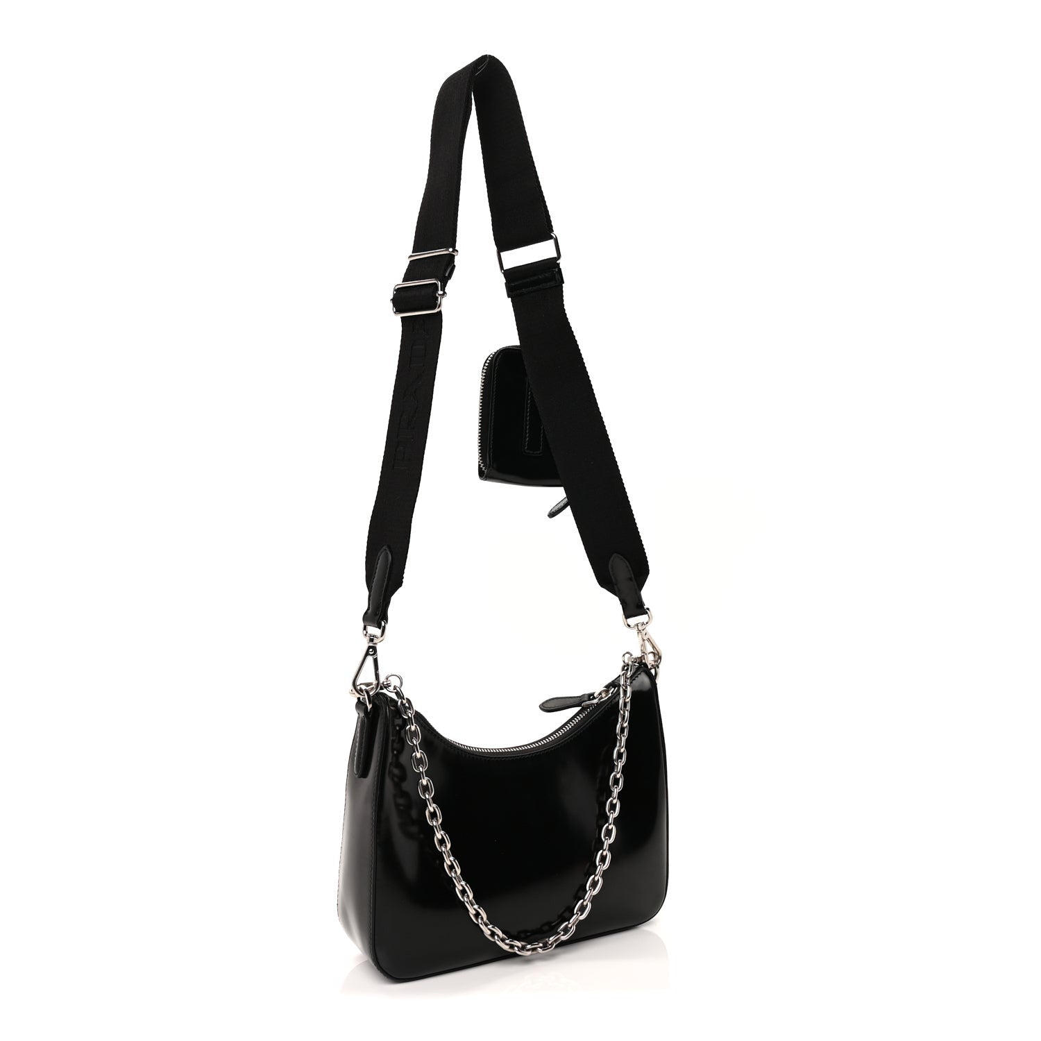 Prada Calfskin Re-Edition 2005 Shoulder Bag  Black 2 of 8