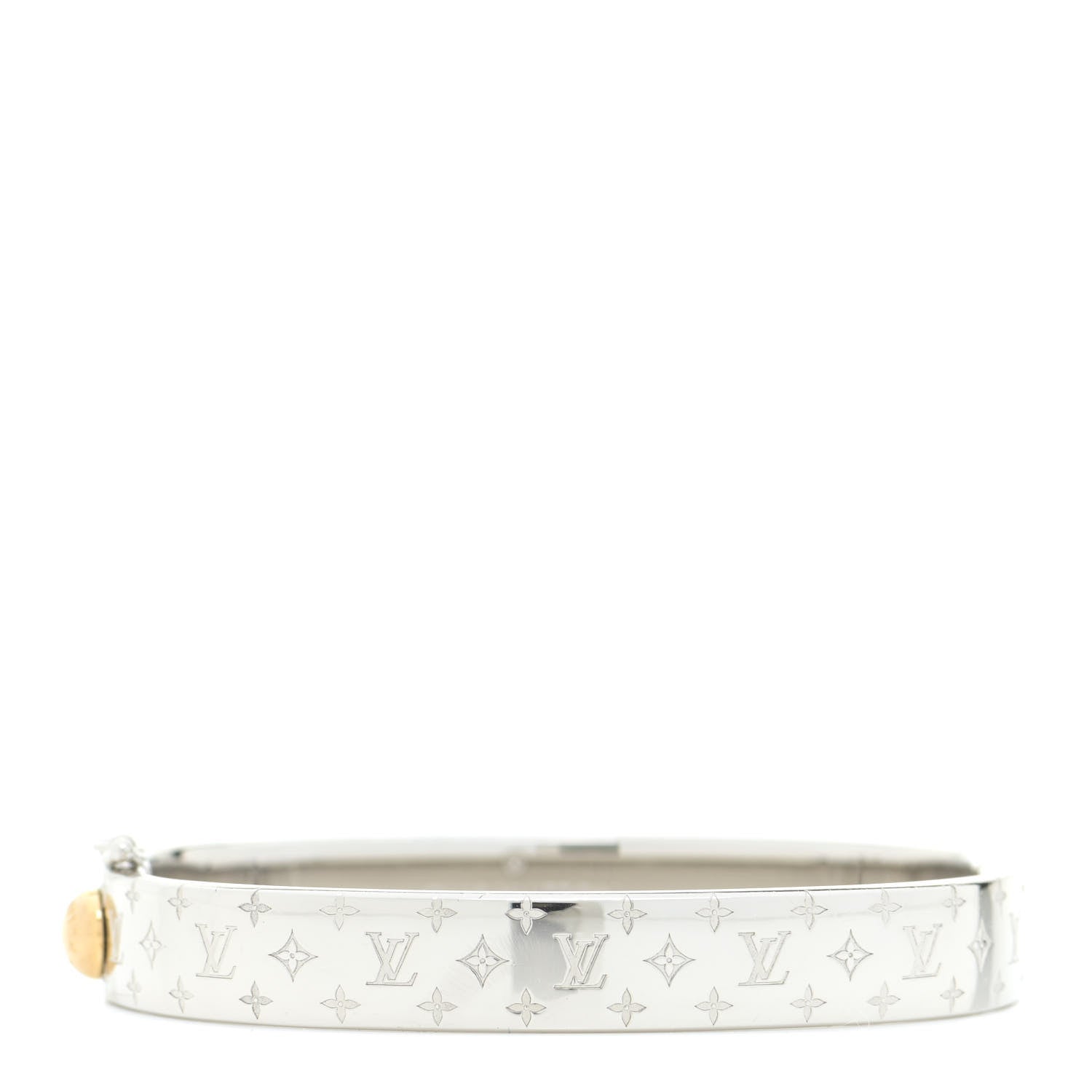 Louis Vuitton Brass Palladium Plated Nanogram Cuff M Silver 1 of 7