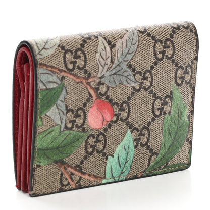Gucci GG Supreme Monogram Tian Card Case Beige Multicolor Red 3 of 9