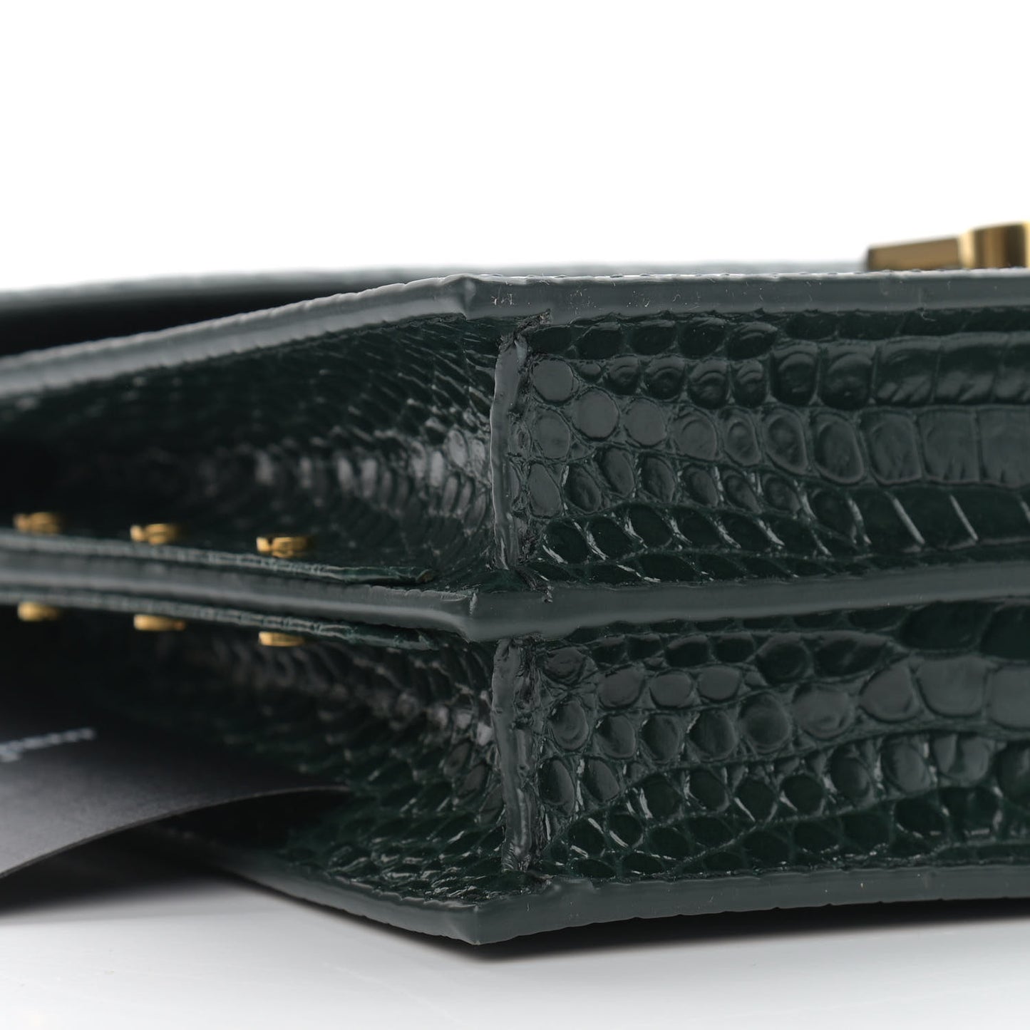Calfskin Crocodile Embossed Monogram Cassandra Clasp Bag Dark Mint