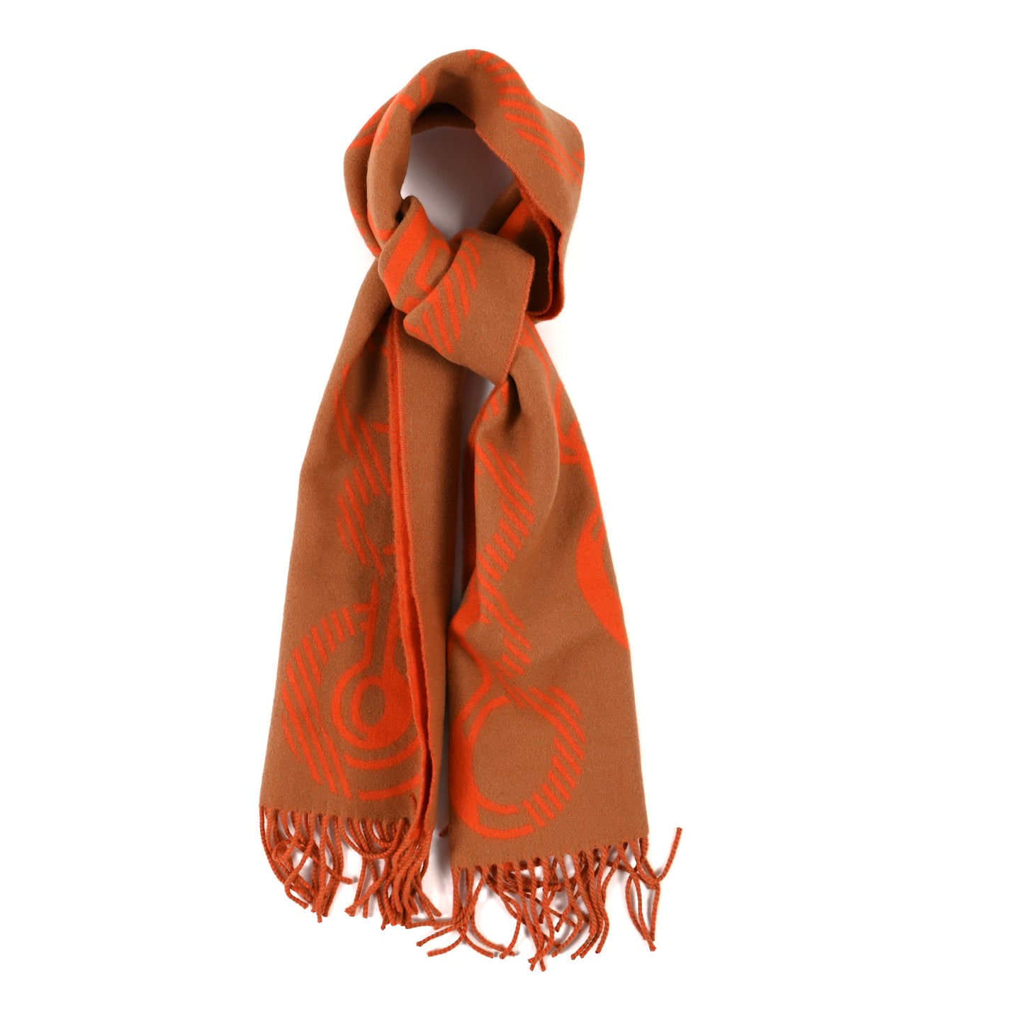 Cashmere Casaque Do Re Boucles Muffler Camel Orange