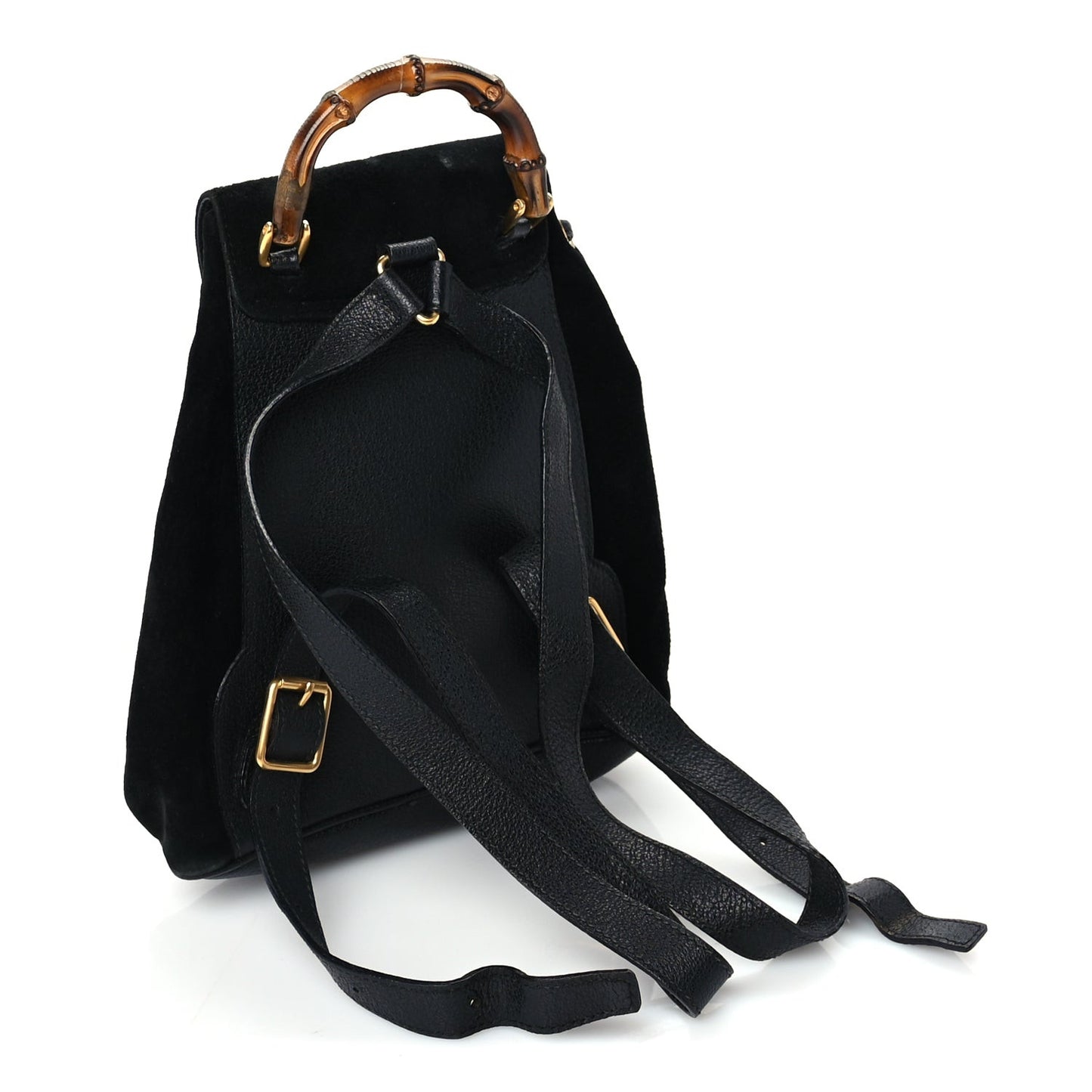 Calfskin Suede Bamboo Mini Backpack  Black