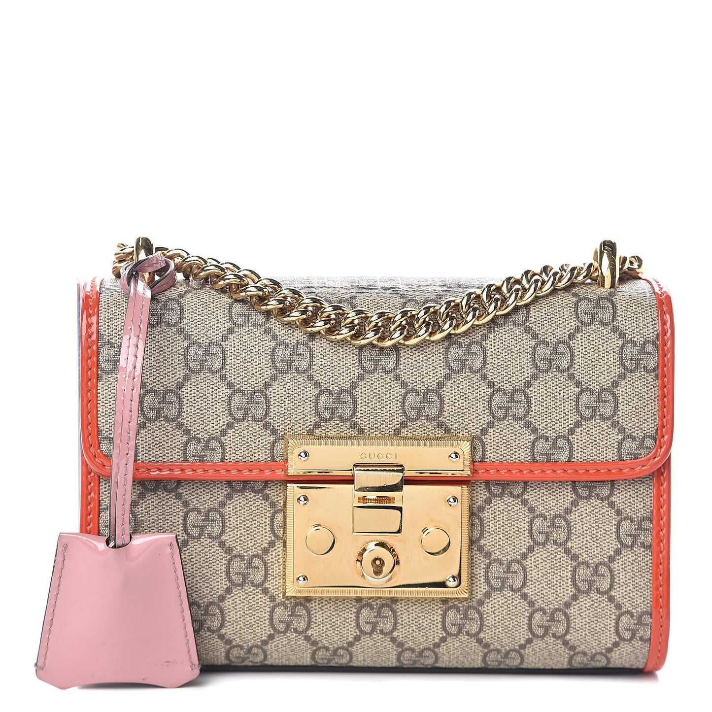 GG Supreme Monogram Patent Small Padlock Shoulder Bag Multicolor