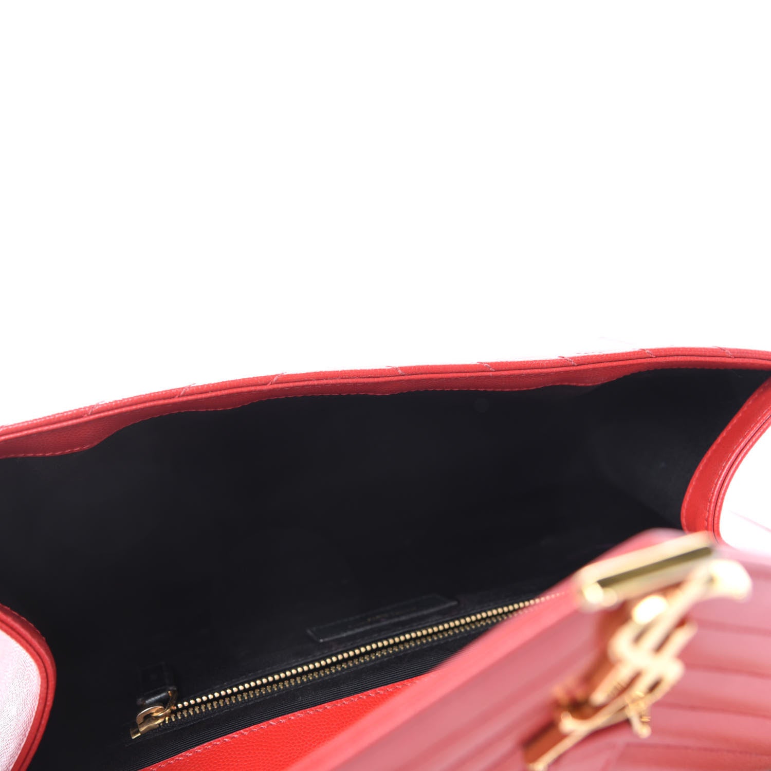 Saint Laurent Grain De Poudre Matelasse Chevron Large Monogram Satchel Lipstick Red 5 of 18