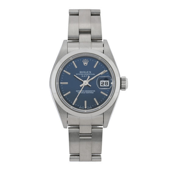 Rolex Stainless Steel 26mm Oyster Perpetual Date Watch Blue 79160 1 of 1