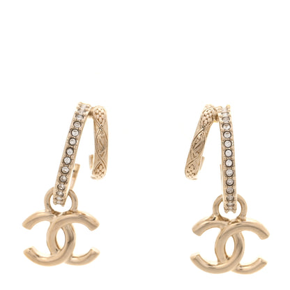 Chanel Crystal CC Double Hoop Earrings Gold 1 of 5
