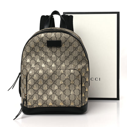 Gucci GG Supreme Monogram Bees Print Small Day Backpack Beige Oro Black 11 of 11