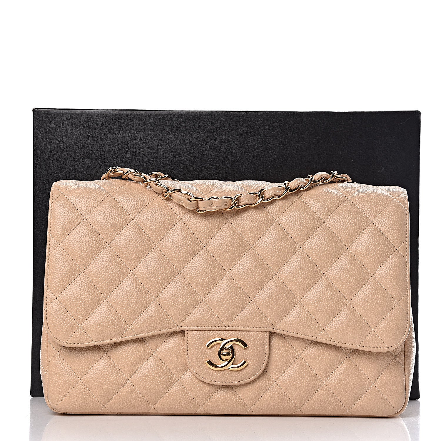 Chanel Caviar Quilted Jumbo Single Flap Beige Clair 12 of 12