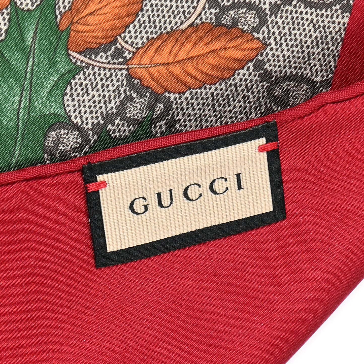 Silk Twill GG Monogram Special Florio Square Scarf Beige Red
