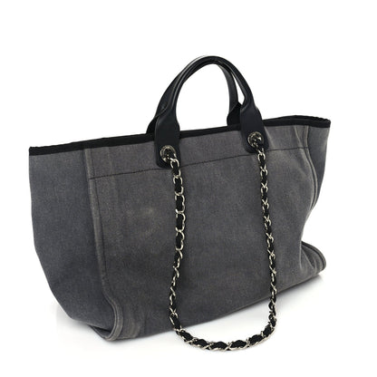Chanel Canvas Sequin Medium Deauville Tote  Charcoal 2 of 9
