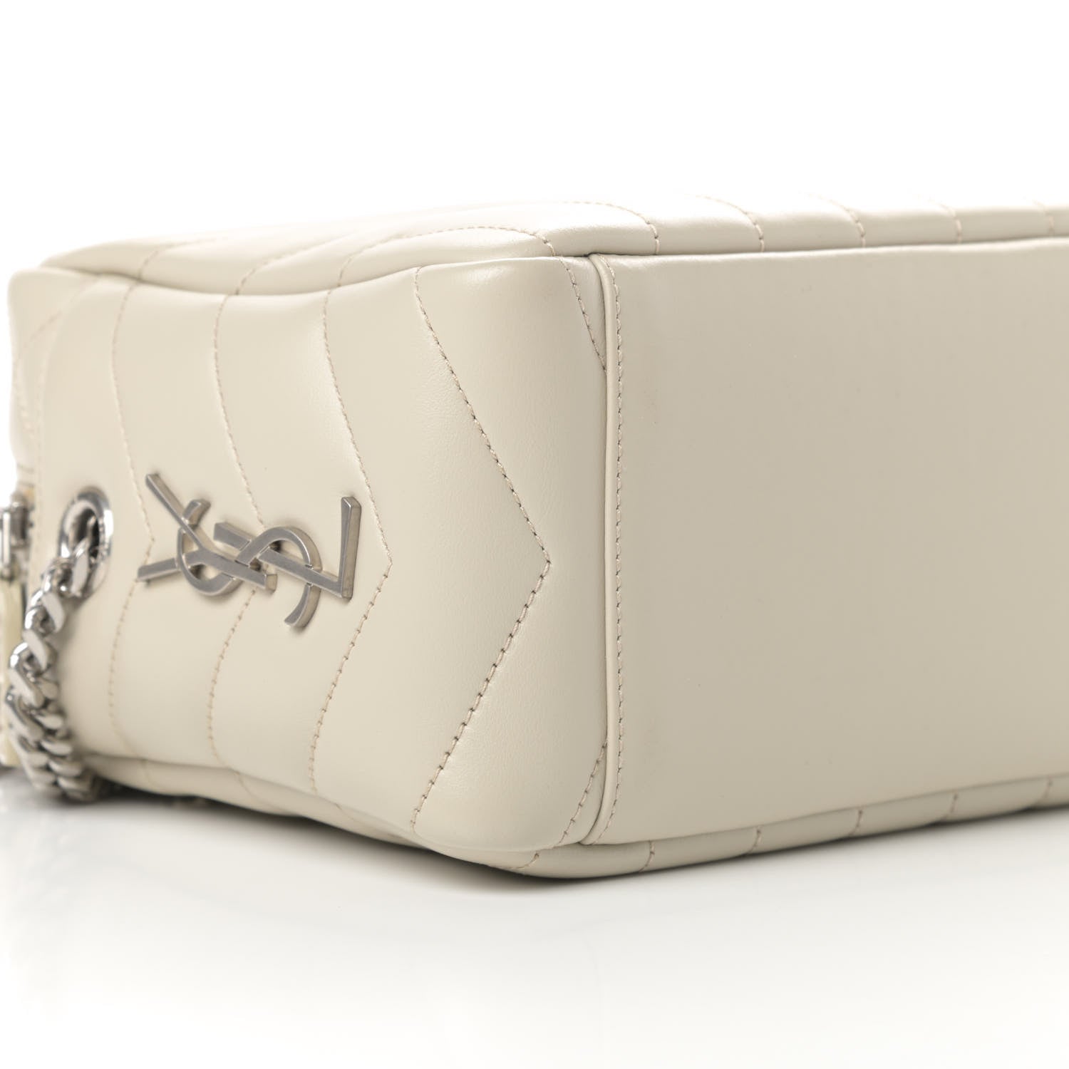 Saint Laurent Calfskin Y Quilted Monogram Small Loulou Bowling Bag Ivory 9 of 10