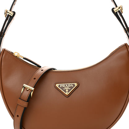 Prada Soft Calfskin Arque Shoulder Bag Cognac 7 of 10
