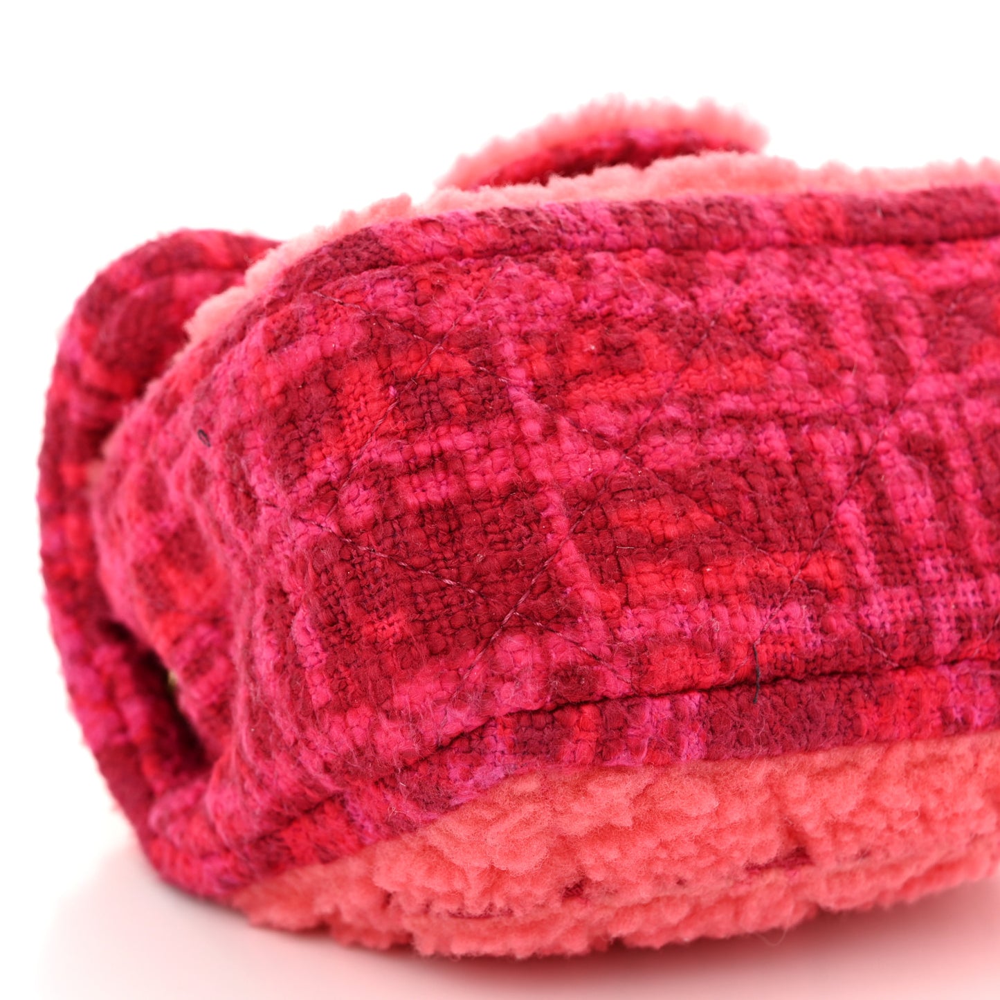 Shearling Tweed Quilted Mini Square Flap Bag Pink