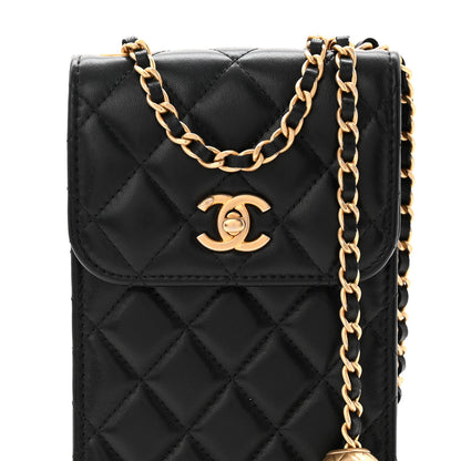 Chanel Lambskin Quilted Vertical Pearl Crush Flap With Chain Black 9 of 12