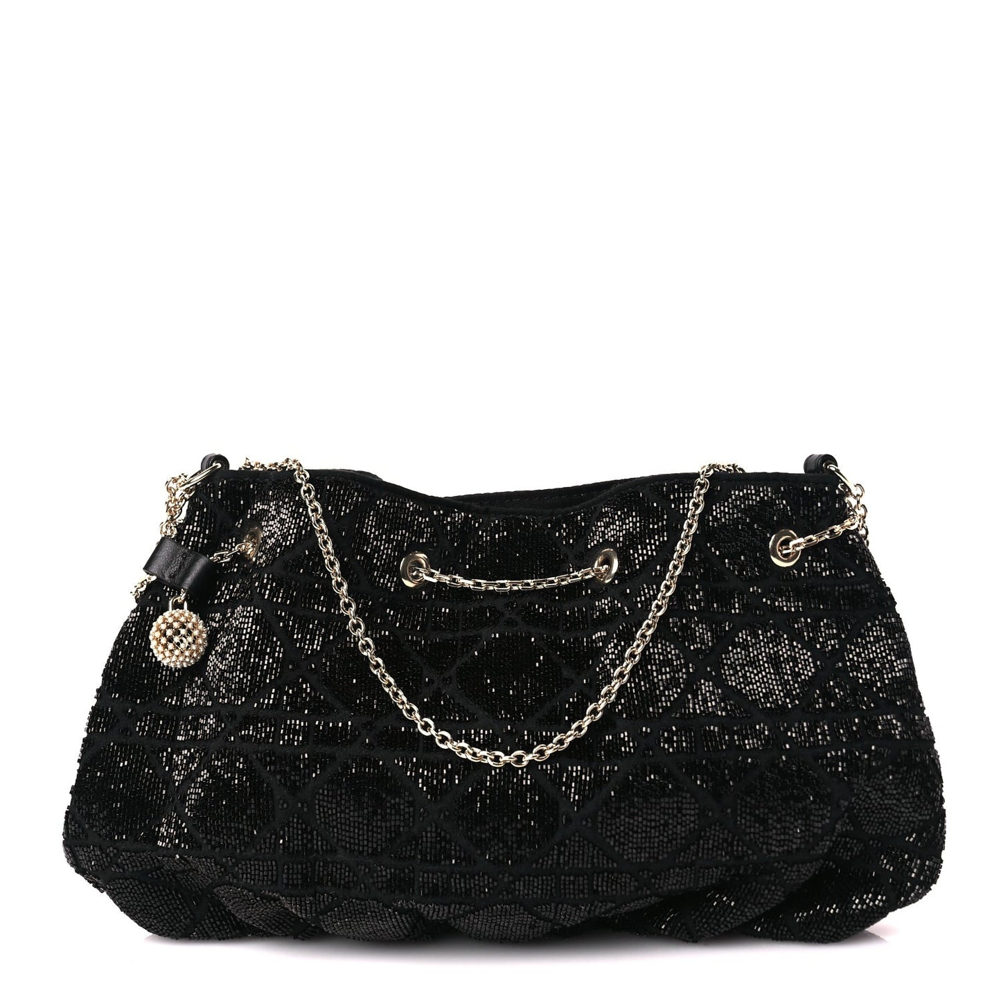 Embroidered Beaded Dream Bucket Bag  Black