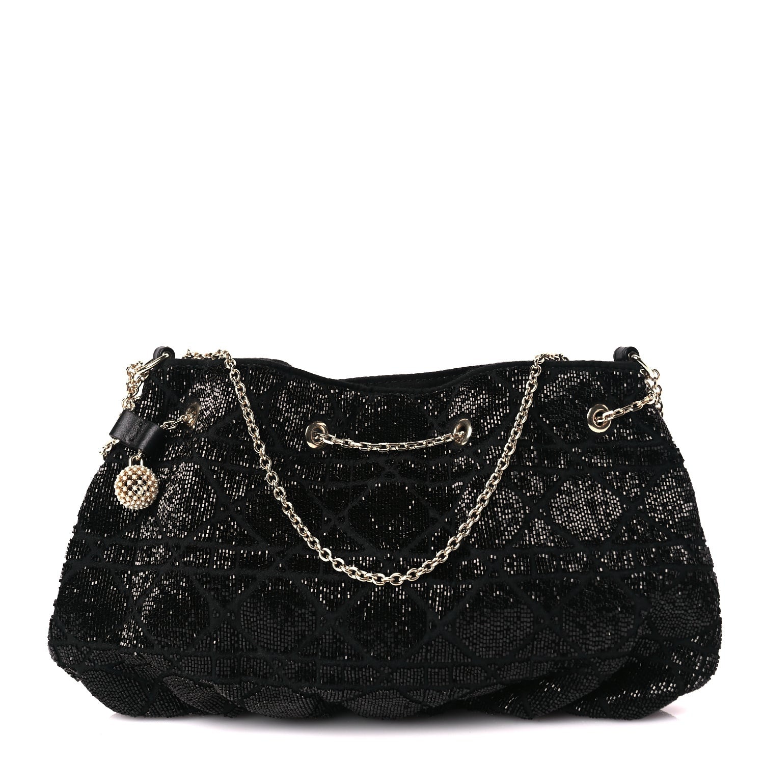 Christian Dior Embroidered Beaded Dream Bucket Bag  Black 1 of 9