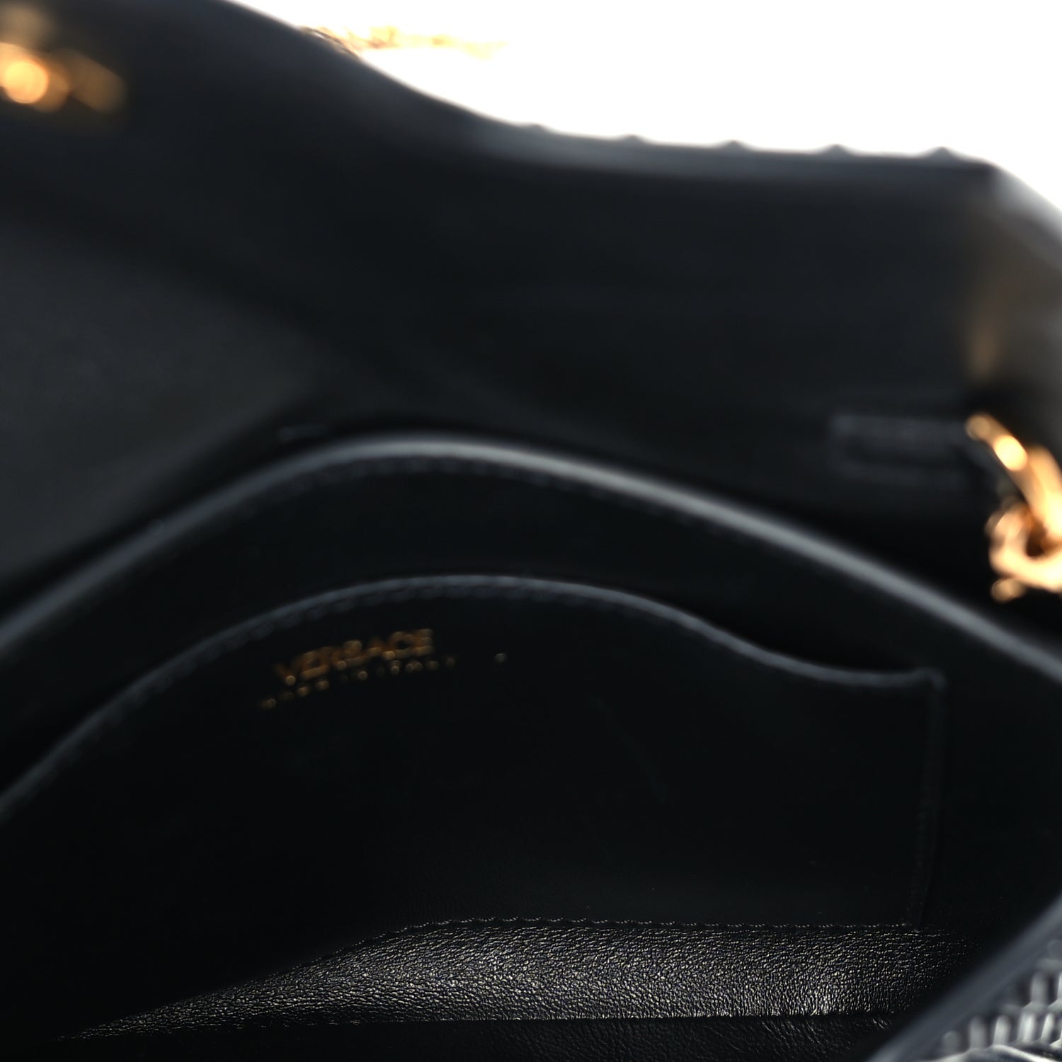 Versace Suede Studded Medusa Chain Clutch Black 4 of 8