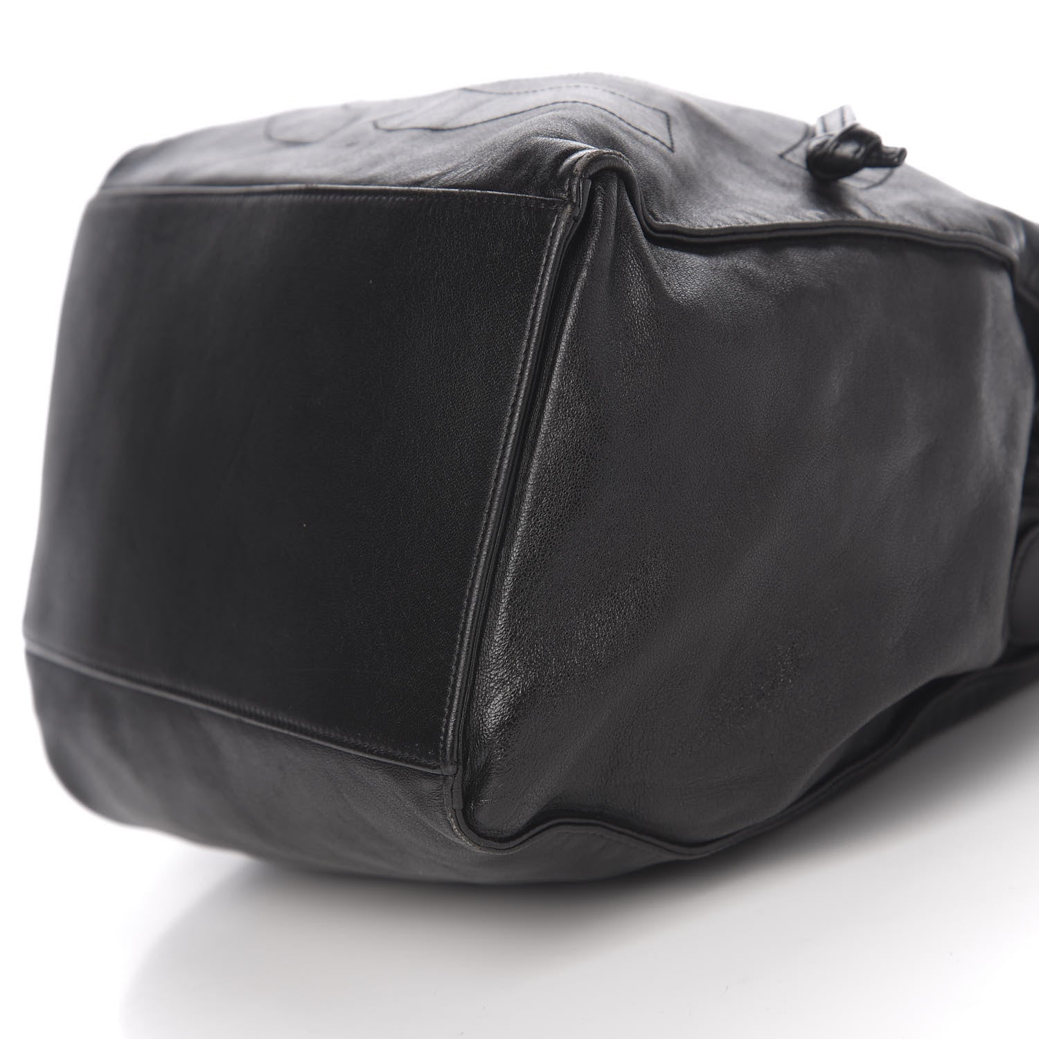 Chanel Lambskin CC Stitched Drawstring Bucket Bag Black 12 of 13