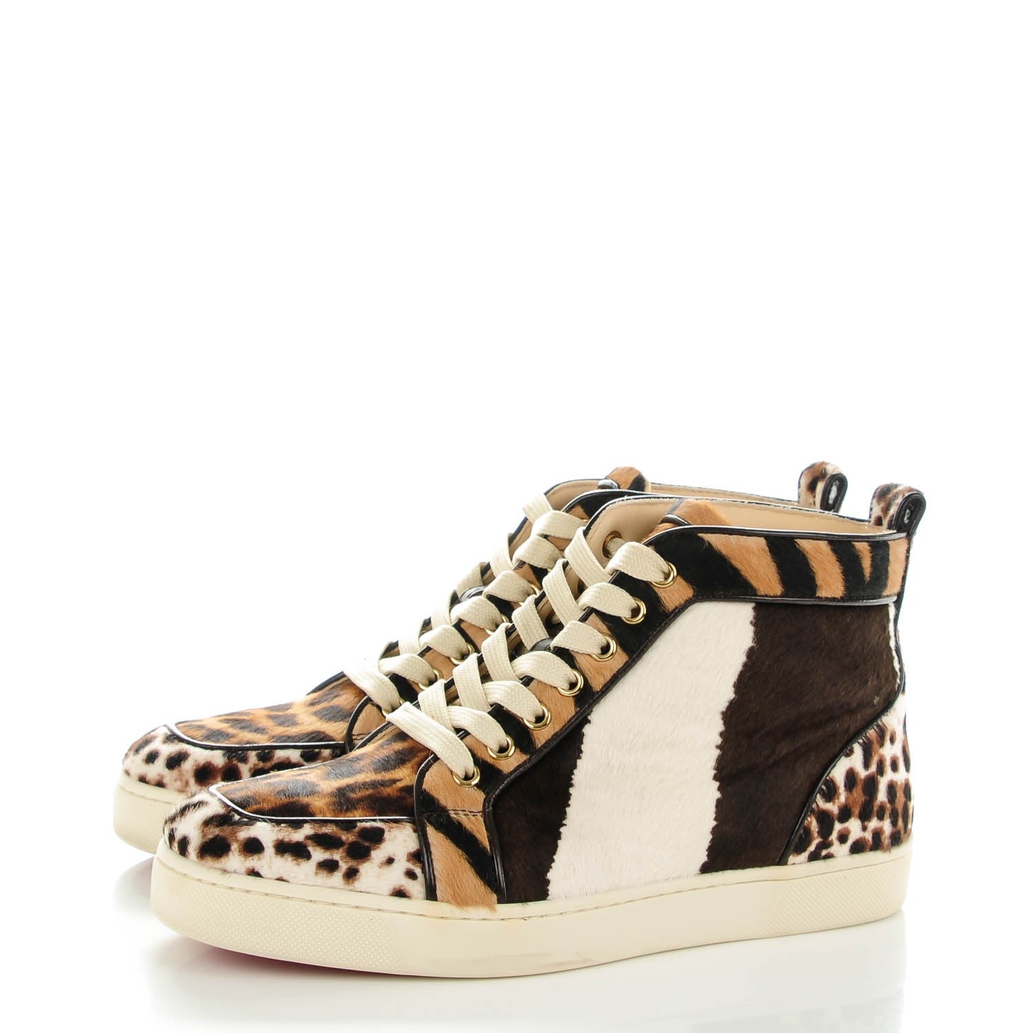 Christian Louboutin Calf Hair Animal Print Rantus Orlato Flat Sneakers 38.5 Multicolor 3 of 9
