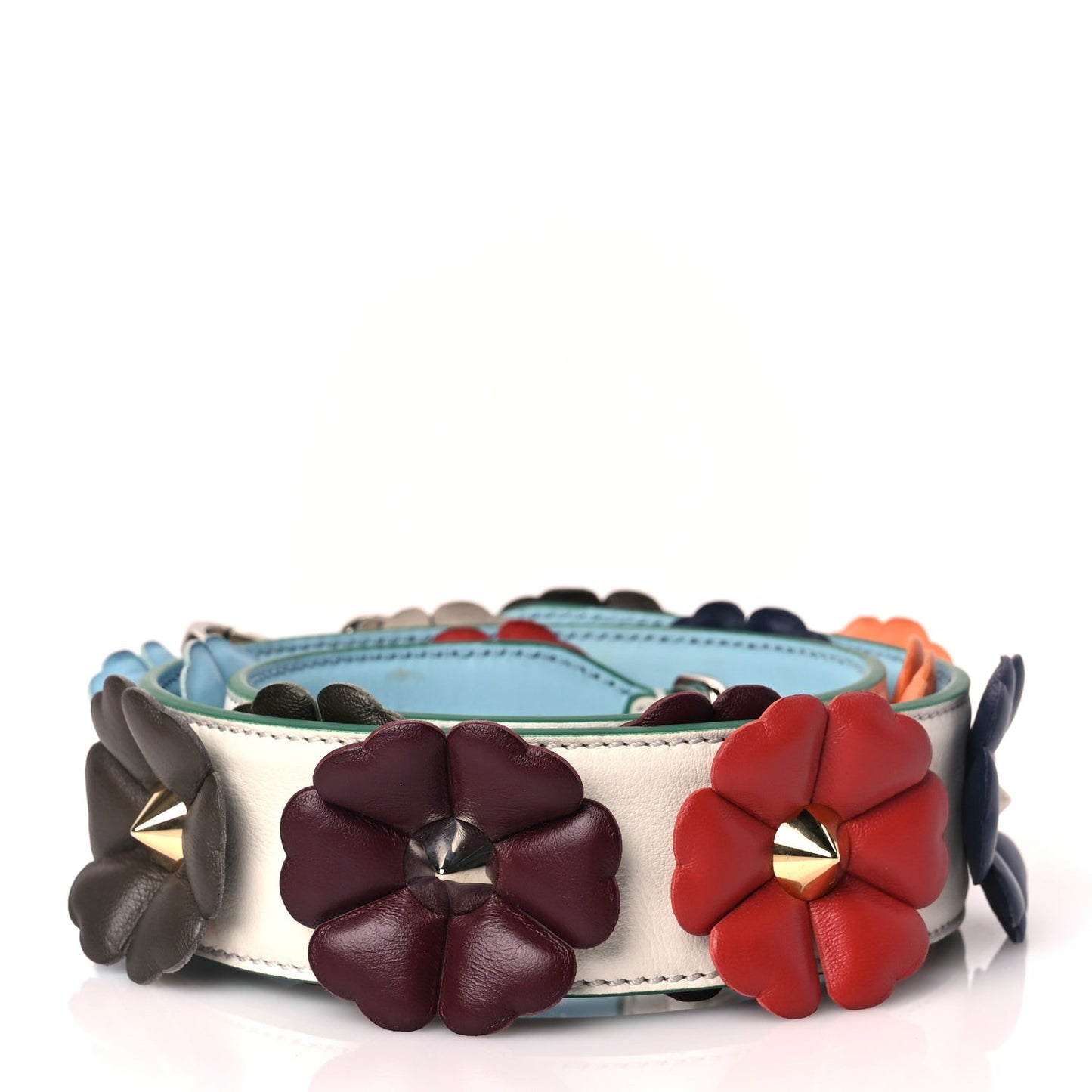Vitello Dolce Flowerland Bi-Color Studded Strap You White Ice Multicolor