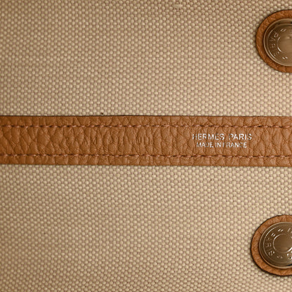 Hermes Toile Militaire Vache Country Garden Party 30 TPM Tote Beton Biscuit 6 of 9