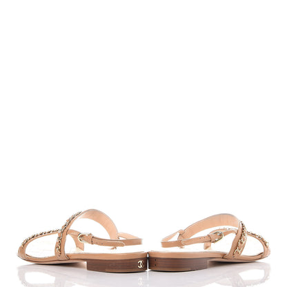 Chanel Calfskin Chain CC Sandals 40.5 Beige 10 of 17