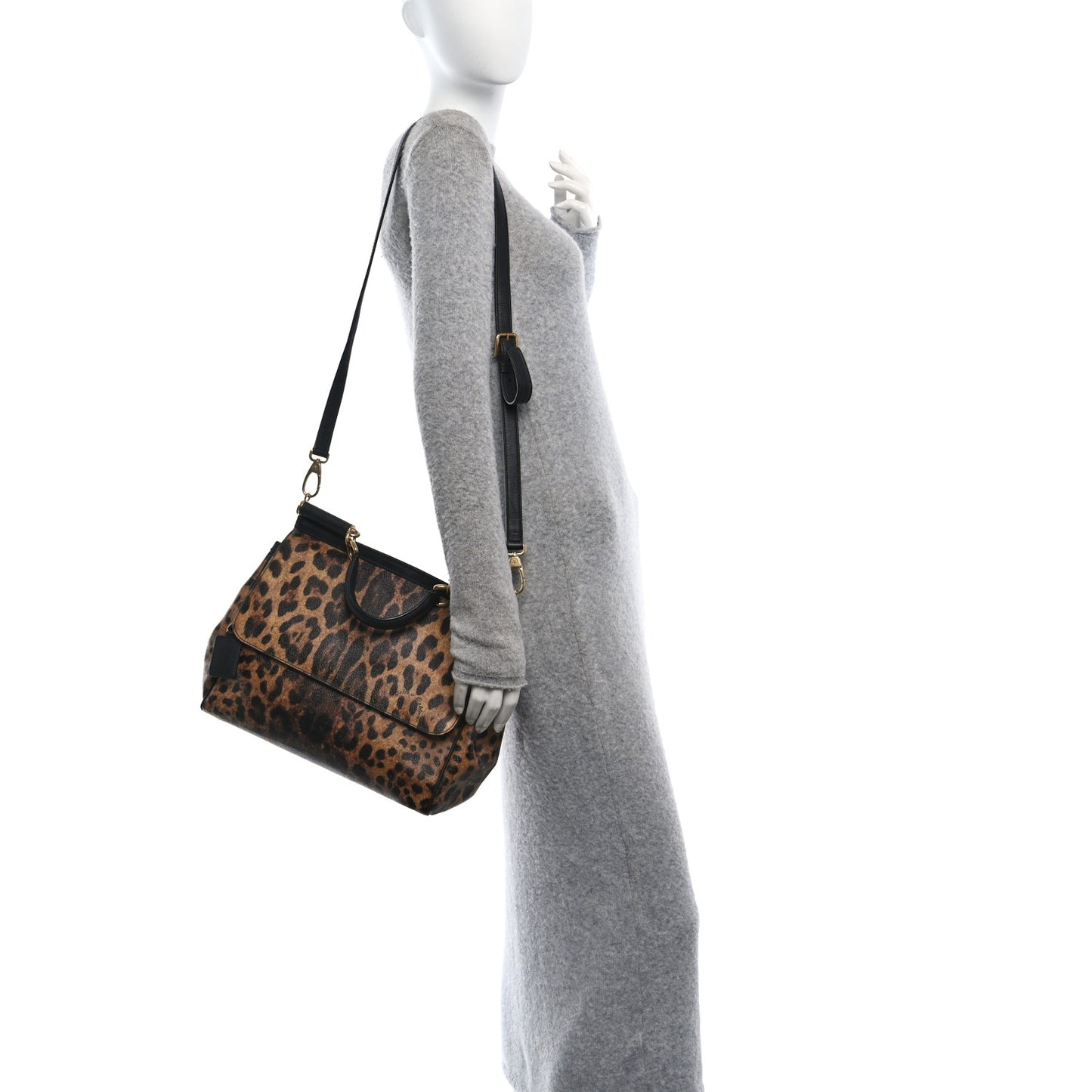 Canvas Leopard Print Large Miss Sicily Satchel