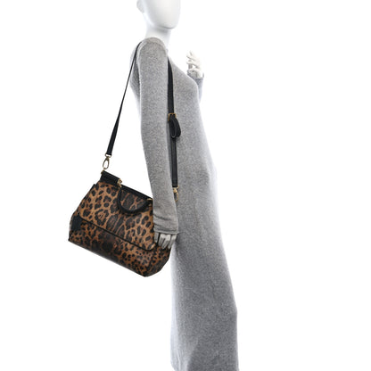 Dolce & Gabbana Canvas Leopard Print Large Miss Sicily Satchel 2 of 9