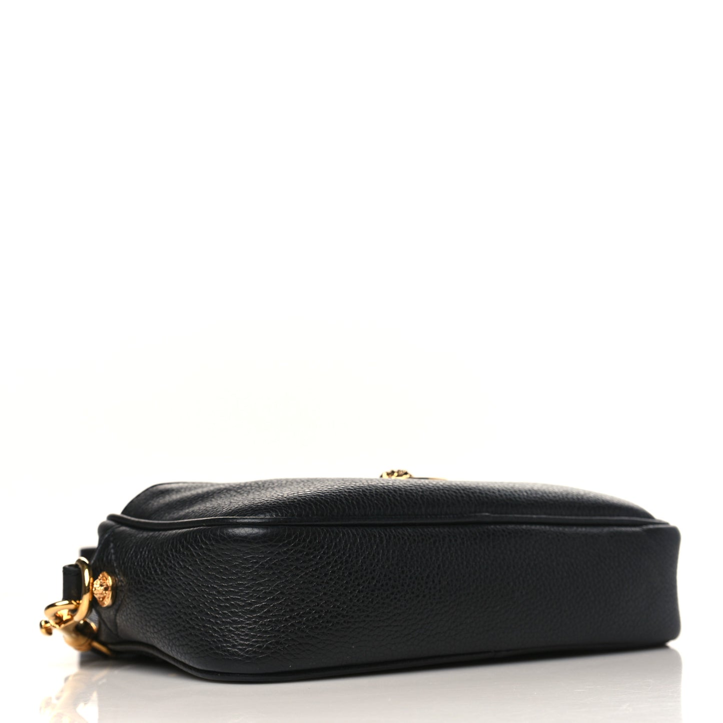 Grained Calfskin Medusa Belt Bag Black