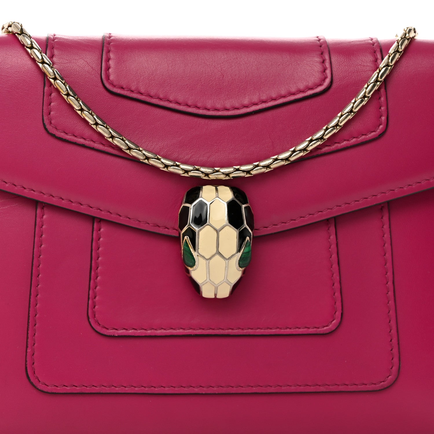 Bulgari Calfskin Small Serpenti Forever Snake Strap Crossbody Bag Pink 9 of 12