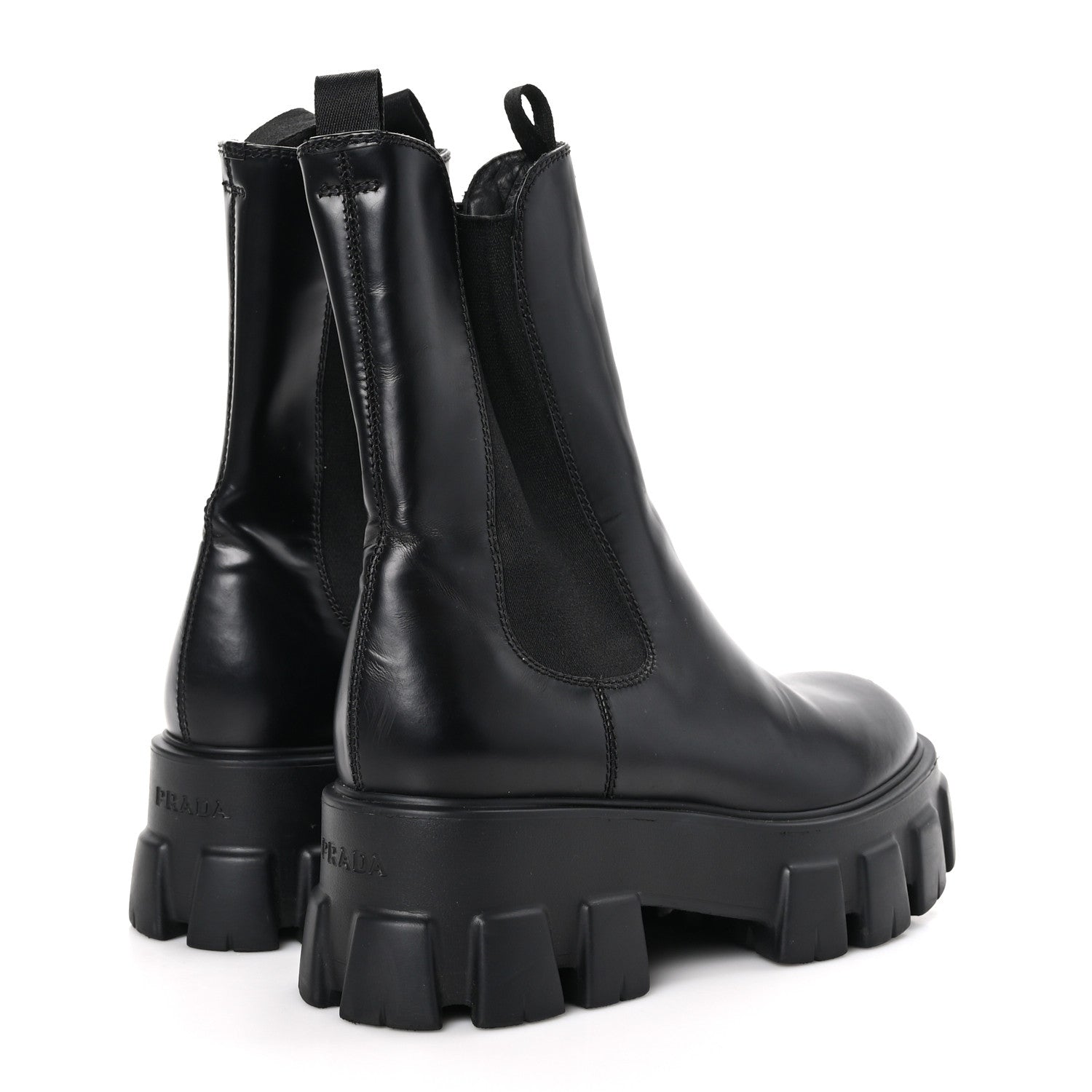 Prada Spazzolato Rois Mens Monolith Chelsea 55mm Tall Boots 38 Black 4 of 10