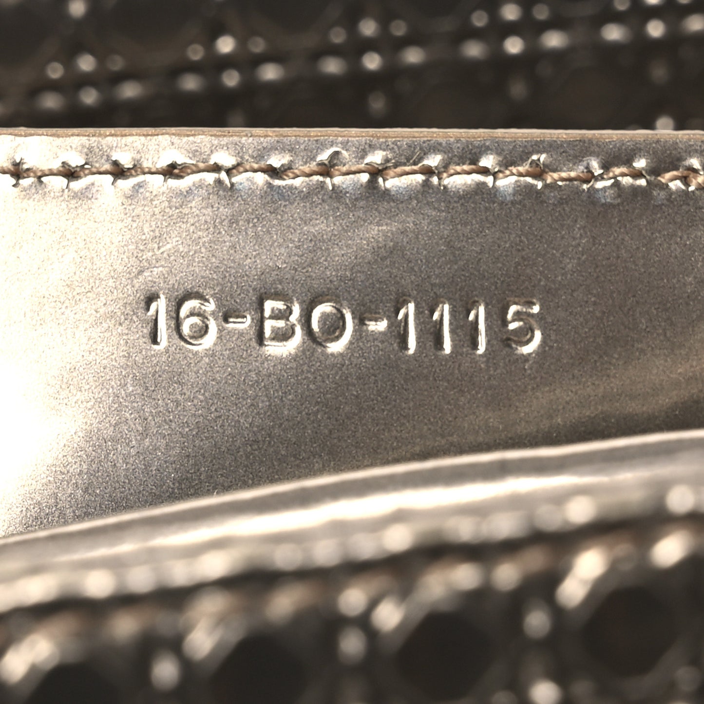 Metallic Patent Micro-Cannage Medium Lady Dior Champagne