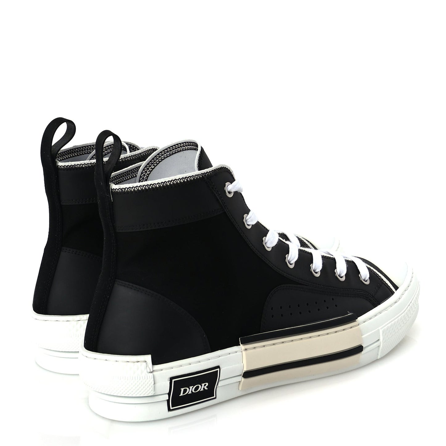 Nylon Calfskin Mens B23 High Top Sneakers 42.5 Black