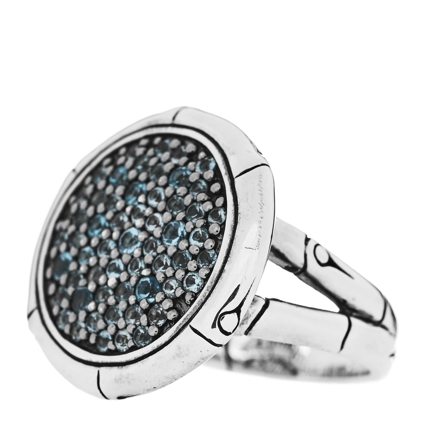 Sterling Silver Blue Topaz Bamboo Ring 57 8