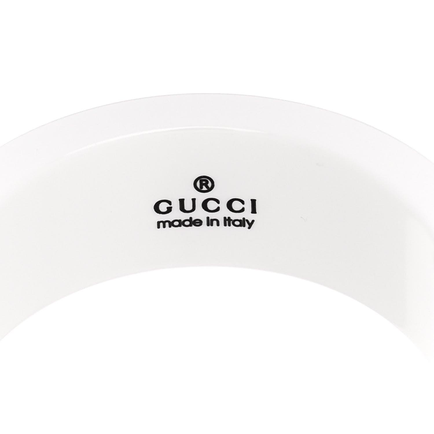 Gucci 18K Yellow Gold Ceramic Topaz Icon Band Ring White 4 of 6