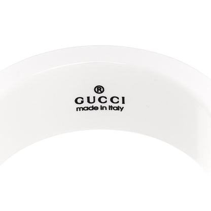 Gucci 18K Yellow Gold Ceramic Topaz Icon Band Ring White 4 of 6