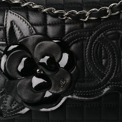 Chanel Lambskin Quilted Chocolate Bar Camellia No. 5 Flap Bag Black 7 of 9