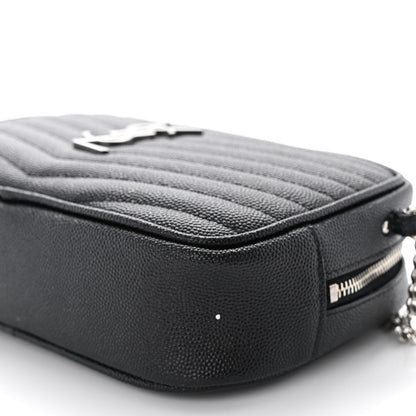 Saint Laurent Grain De Poudre Matelasse Monogram Mini Lou Camera Bag Black 10 of 11