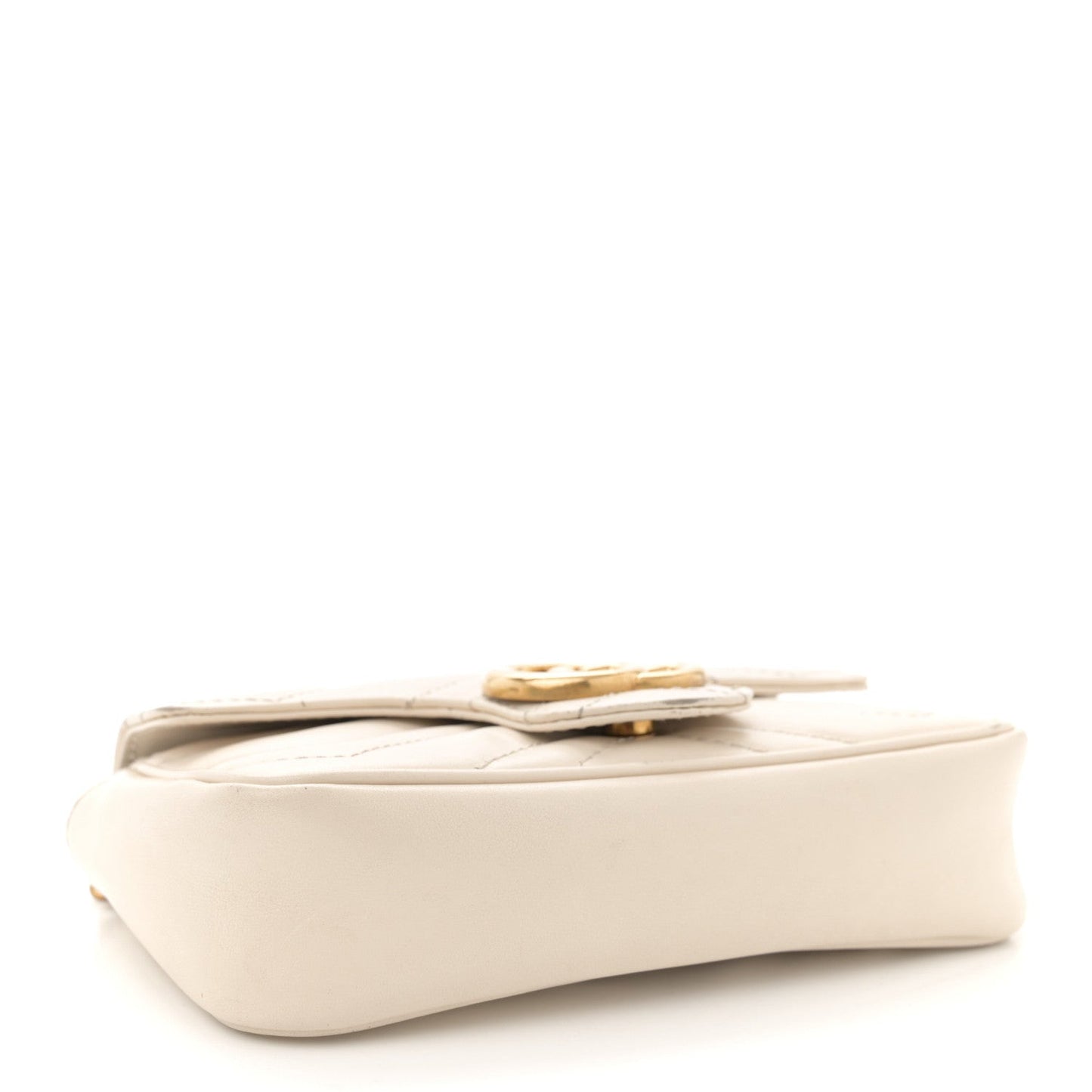 Calfskin Matelasse Super Mini GG Marmont Shoulder Bag White