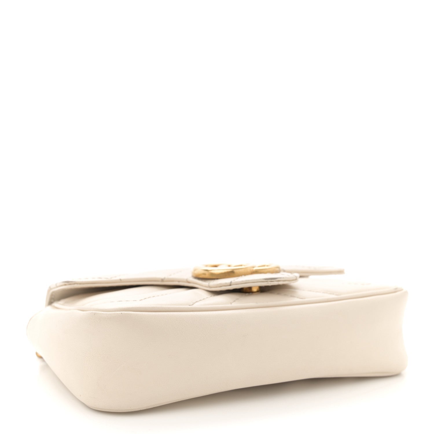 Gucci Calfskin Matelasse Super Mini GG Marmont Shoulder Bag White 4 of 7