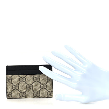 Gucci GG Supreme Monogram Calfskin Card Holder Beige Black 2 of 8