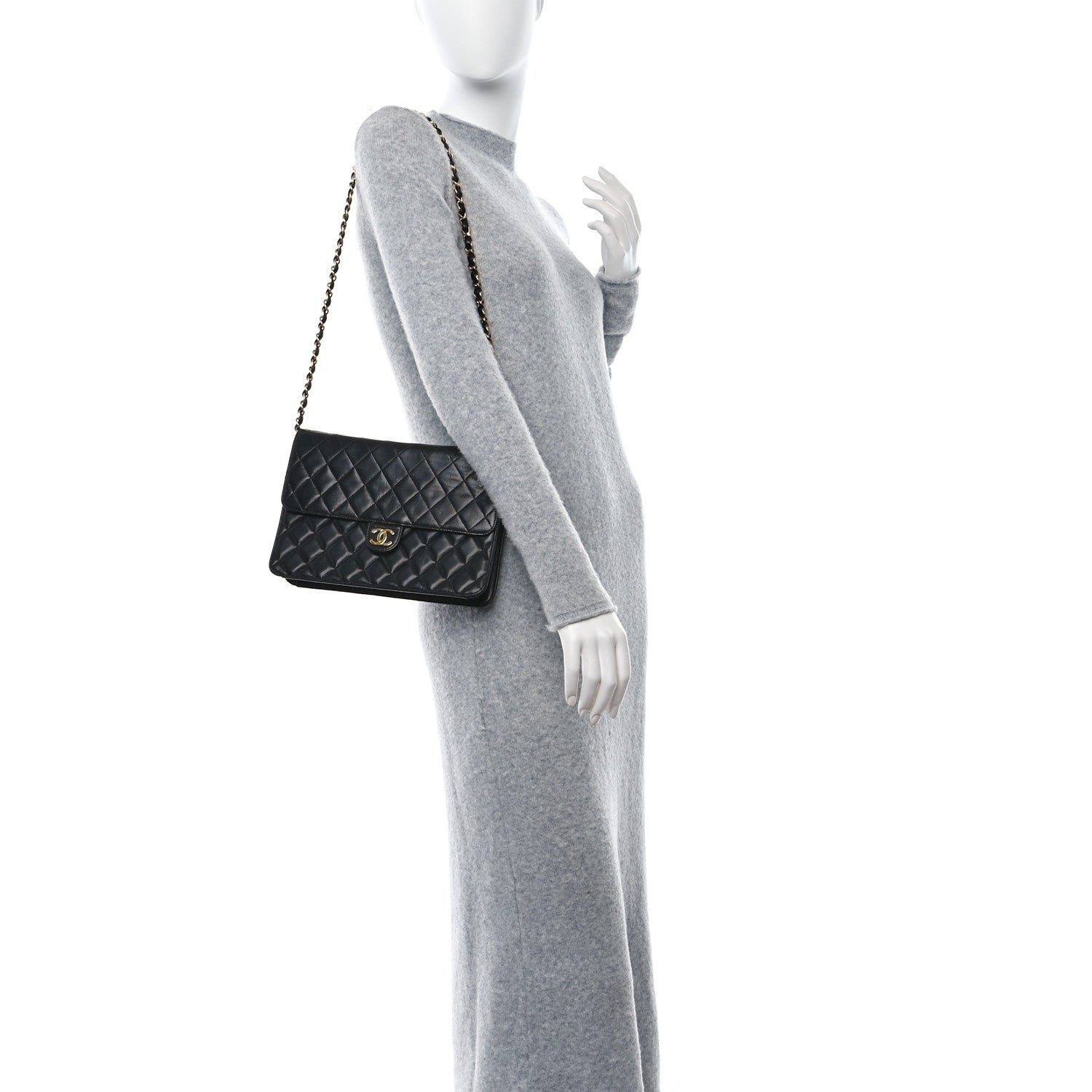 Chanel Lambskin Quilted Medium Single Flap Black 3 of 9