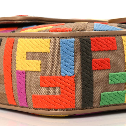 Fendi Canvas Vitello King FF Multicolor Embroidered Baguette Multicolor Cuoio 8 of 10
