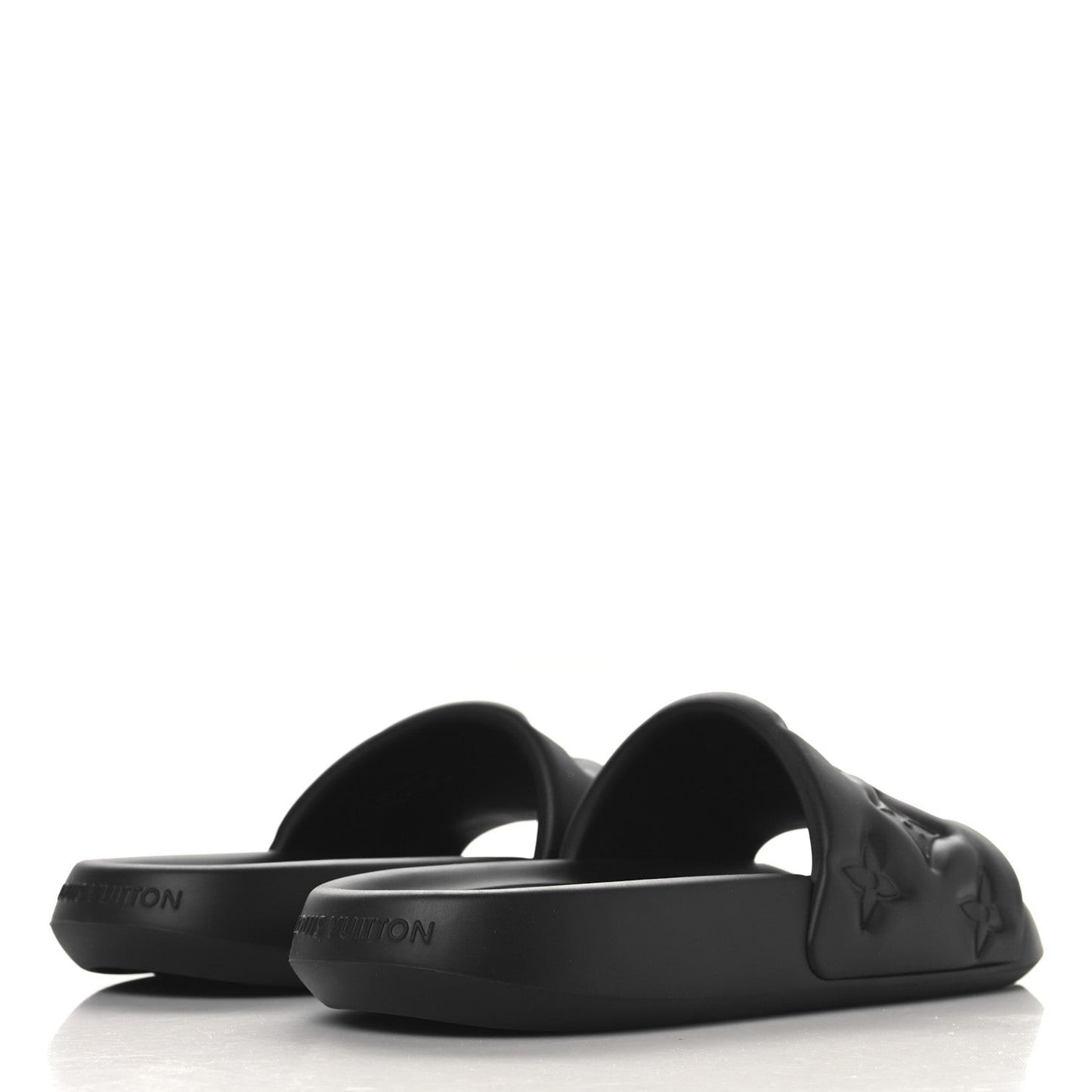 Rubber Embossed Monogram Mens Waterfront Mules Black