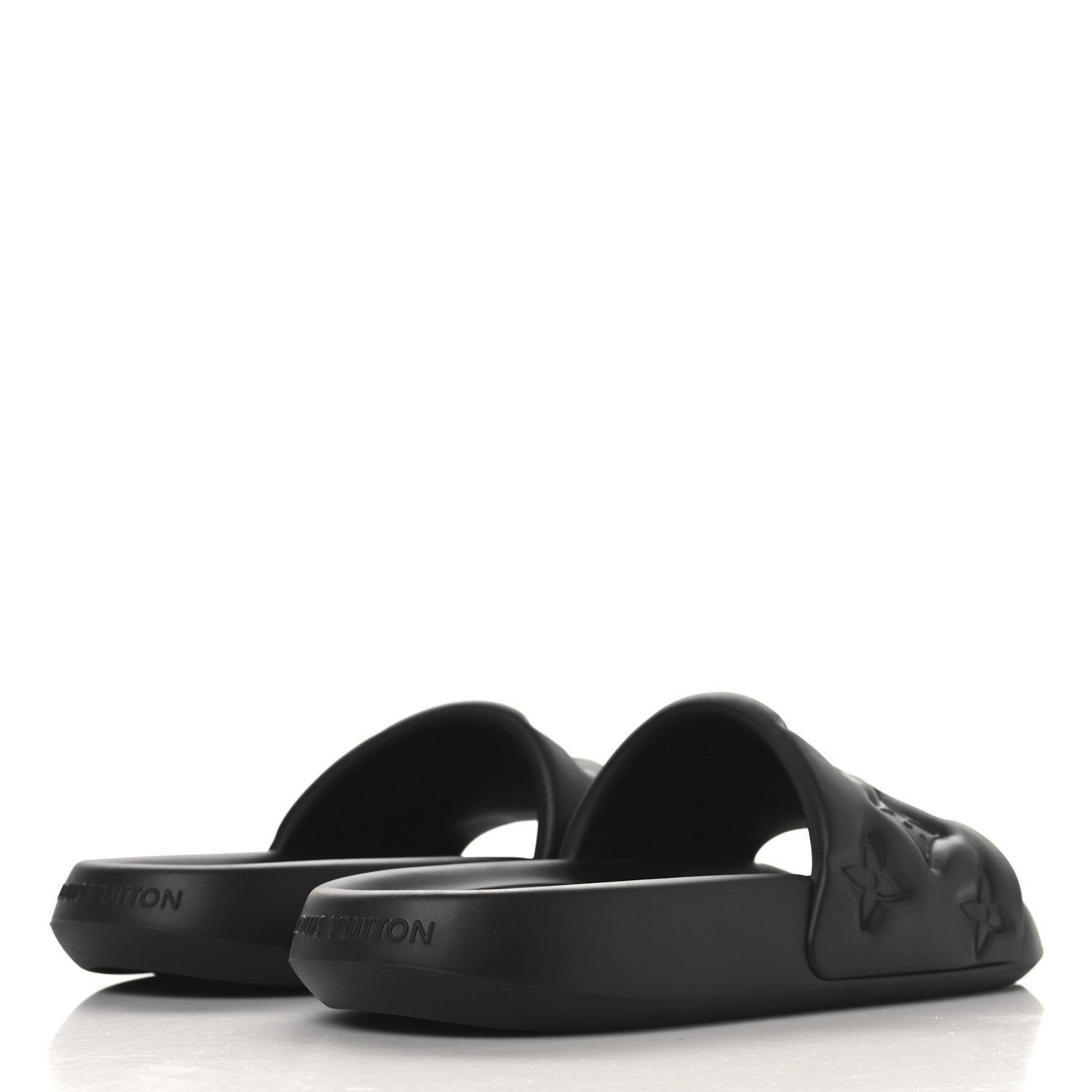 Louis Vuitton Rubber Embossed Monogram Mens Waterfront Mules Black 5 of 7