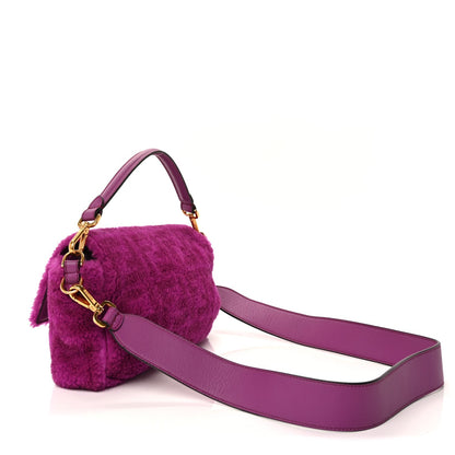 Fendi Shearling Vitello Dolce Macro FF 1974 Baguette  Bouganville 2 of 8