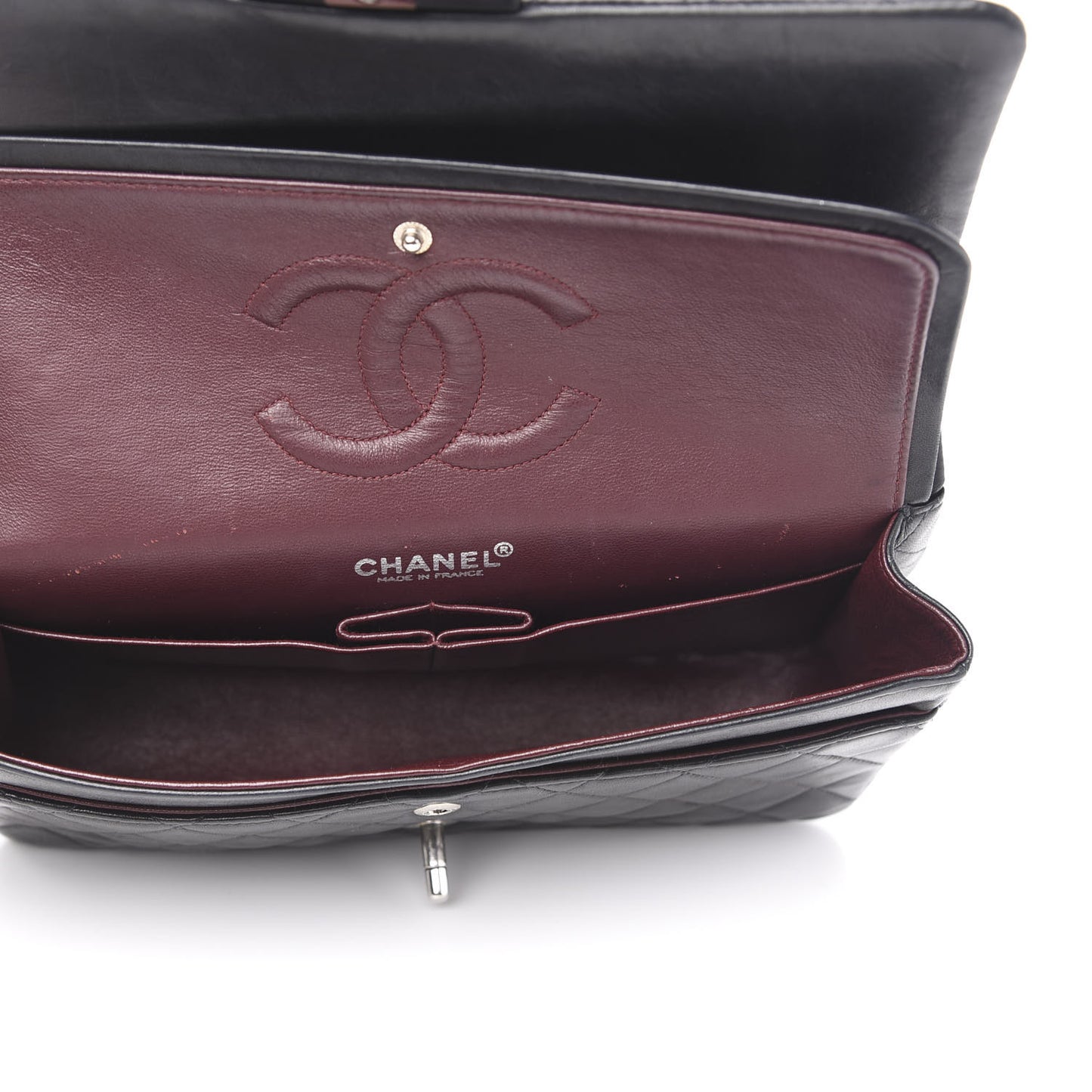 Lambskin Quilted Medium Double Flap Black